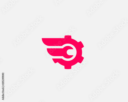 Wrench cogwhell logo design abstract modern minimal style illustration. Repair service vector icon symbol identity logotype