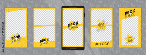Trendy editable template for social media. Photo overlay with a school theme. Everything built on layers and editable shapes.