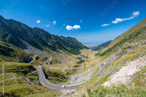 Scenic view of the Transfagaras mountain road in the Transylvanian Alps, Carpathian Mountains, Romania