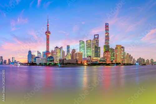 Shanghai skyline and modern urban buildings at sunrise,China.