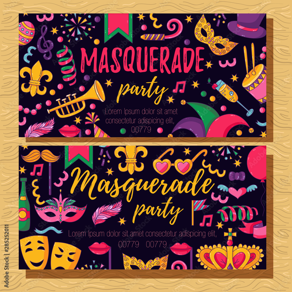 Masquerade banner vector template