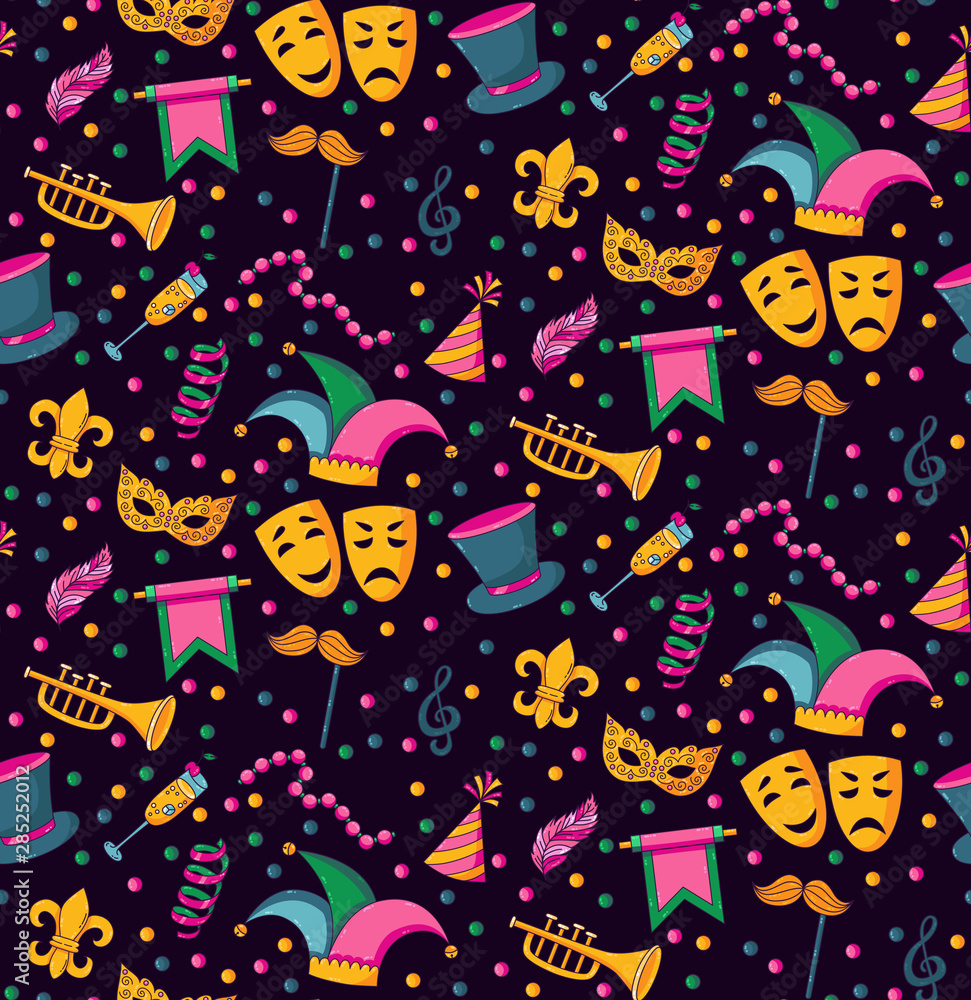 Masquerade icons seamless vector pattern Masquerade icons seamless vector pattern