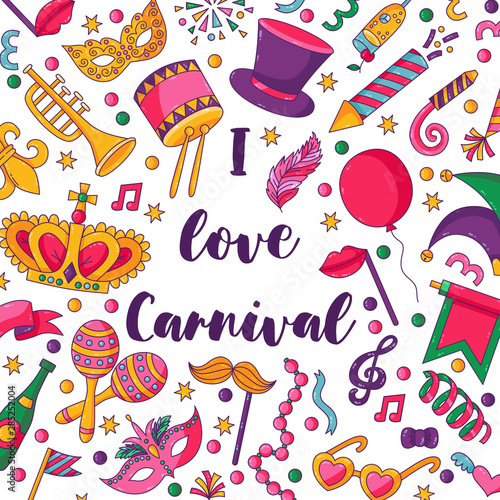 Carnival masquerade banner template vector illustration