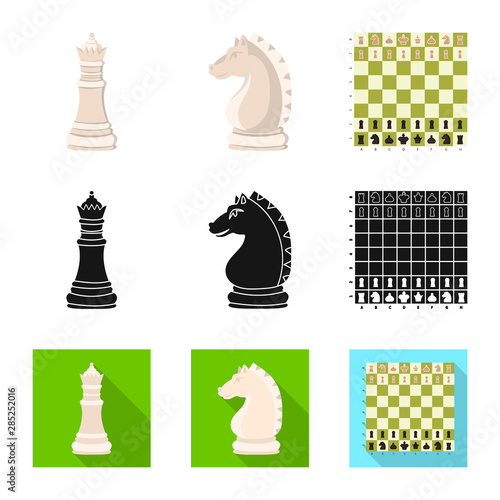 Vector illustration of checkmate and thin icon. Collection of checkmate and target vector icon for stock.