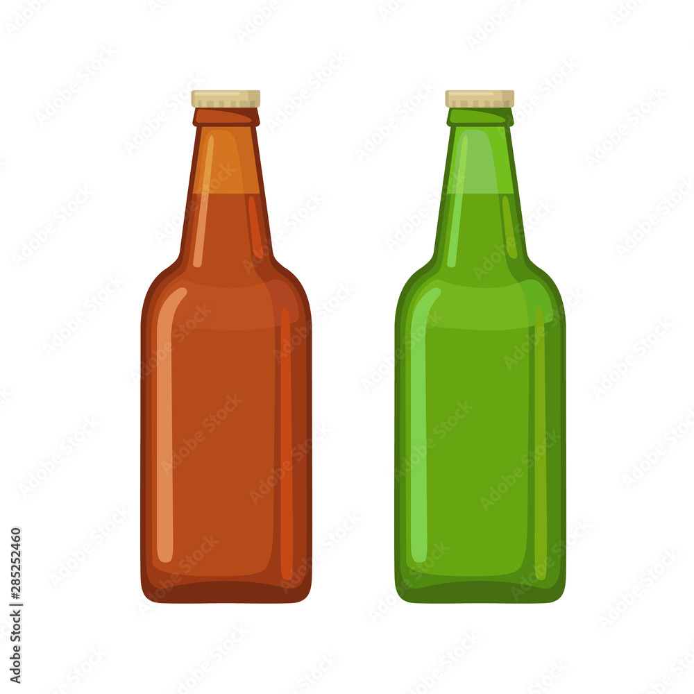 Beer bottle icons in flat style isolated on white. Beer bottle icons in flat style isolated on white.