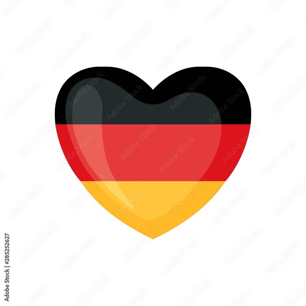 German flag icon in form of heart isolated on white. German flag icon in form of heart isolated on white.