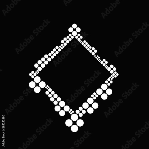 Minimal dot badge decoration border - monochrome geometrical modern vector illustration with blank space in the middle