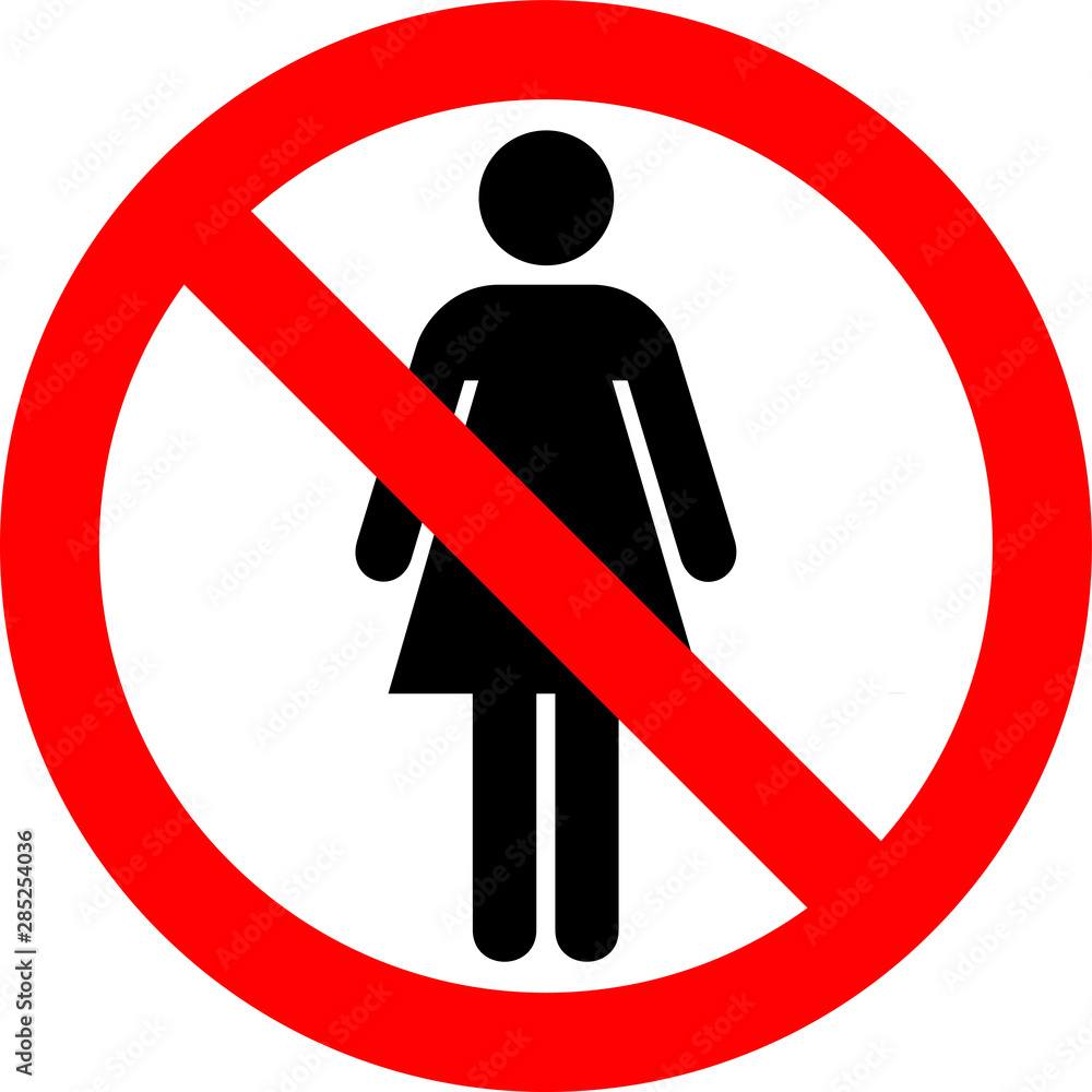 Forbidden sign with female vector sign Forbidden sign with female vector sign