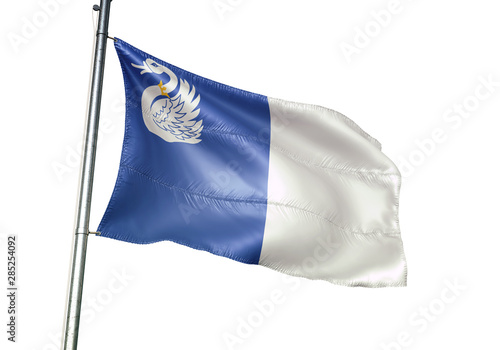 Tongeren of Belgium flag waving isolated on white background photo