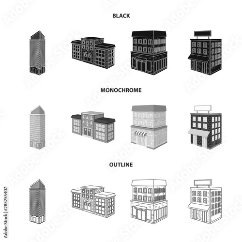 Isolated object of construction and building icon. Collection of construction and estate vector icon for stock.