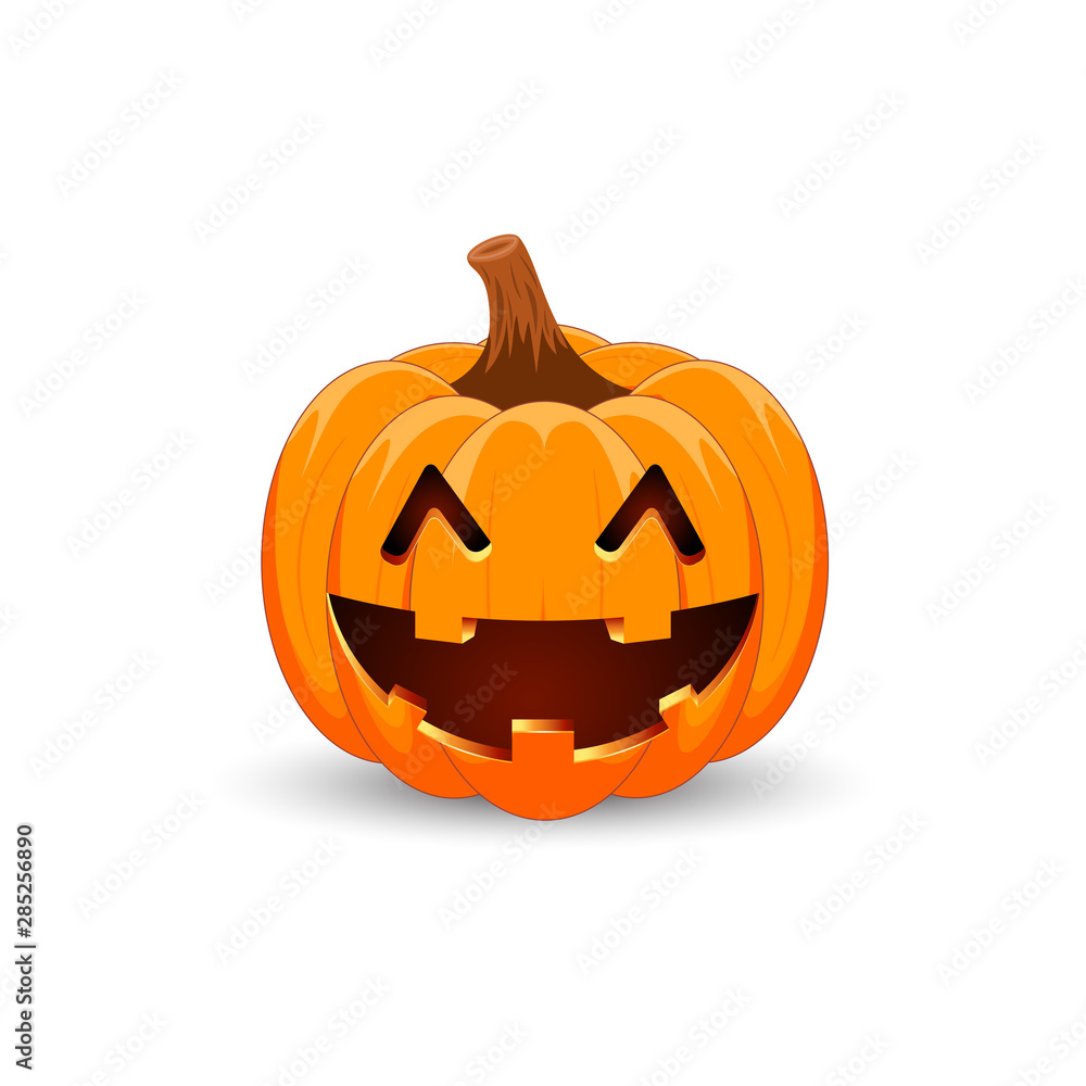 Pumpkin on white background. The main symbol of the Happy Halloween holiday. Orange pumpkin with smile for your design for the holiday Halloween. Vector illustration. Pumpkin on white background. The main symbol of the Happy Halloween holiday. Orange pumpkin with smile for your design for the holiday Halloween. Vector illustration.