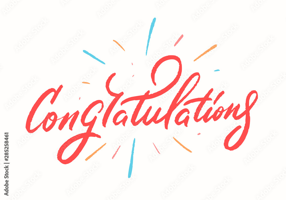 Congratulations. Greeting card. Vector lettering.