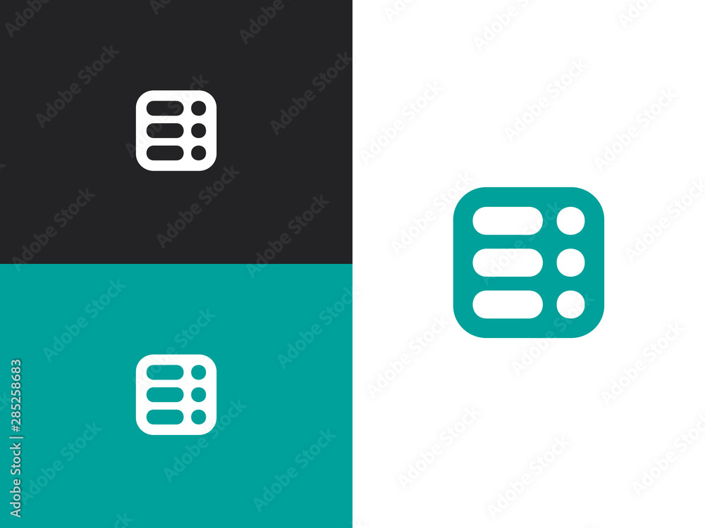 Menu, list icon, pictogram in square rounded shape Menu, list icon, pictogram in square rounded shape
