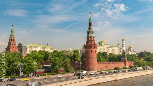 Moscow Russia time lapse 4K, city skyline timelapse at Kremlin Palace Red Square and Moscow River