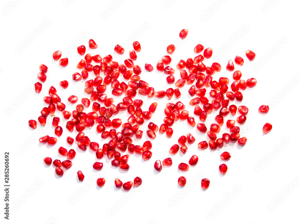 pomegranate seeds knot on white background pomegranate seeds knot on white background