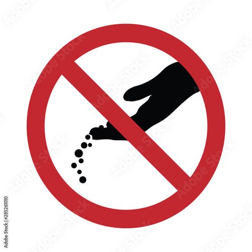 Vector silhouette prohibition feeding ban mark on white background. Symbol of danger,warning,stop,rules,food.