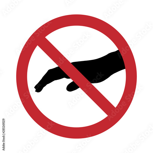 Vector silhouette prohibition touch mark on white background. Symbol of danger,warning,stop.