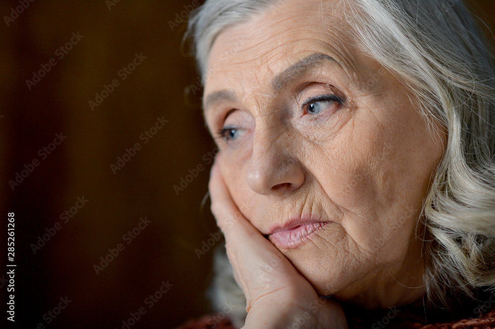 Close up portrait of a sad senior woman Close up portrait of a sad senior woman