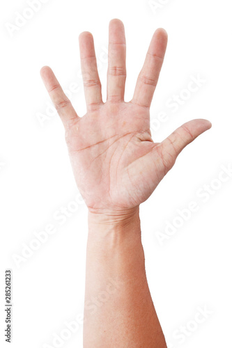 Male asian hand gestures isolated over the white background. SET 1-5