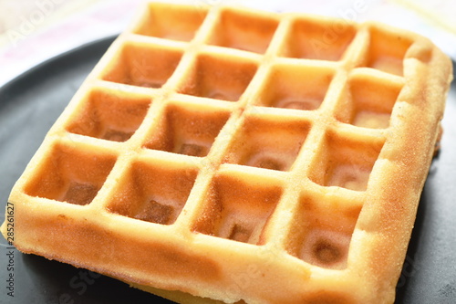 baked butter waffle on plate