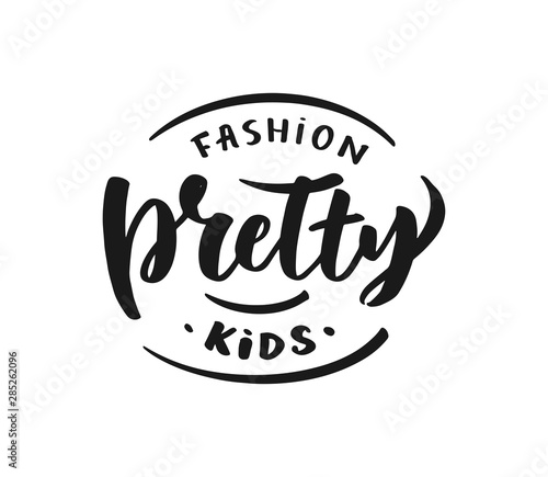 Kids logo, lettering hand-drawn template vector