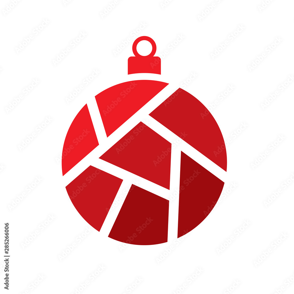 red geometric christmas bauble icon- vector illustration red geometric christmas bauble icon- vector illustration