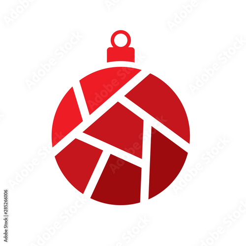 red geometric christmas bauble icon- vector illustration