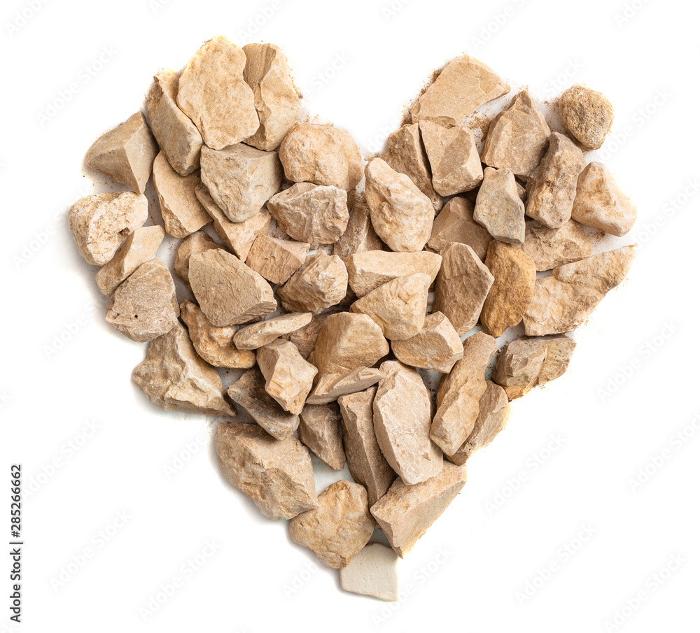 Heart Made of Stones, Rock Heart, Isolated on White Background Heart Made of Stones, Rock Heart, Isolated on White Background