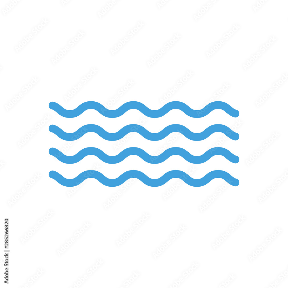 Waves outline icon, modern minimal flat design style. Wave thin line symbol, illustration