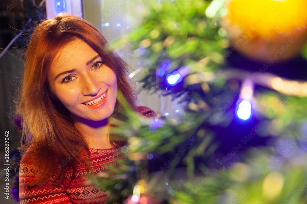 Happy Young Redheaded girl in the snowy christmas Backyard Happy Young Redheaded girl in the snowy christmas Backyard