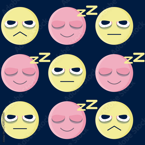 Sleep at work and sleepless icons patterns