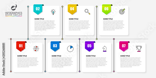 Infographic design template. Timeline concept with 7 steps