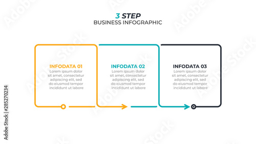 Thin line flat infographic design template with number options and 3 steps. Vector illustration. Can be used for process diagram, presentations, workflow layout, flow chart, info graph.