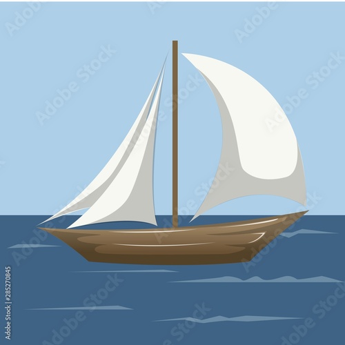 Sailboat in the sea, simple sailboat silhouette