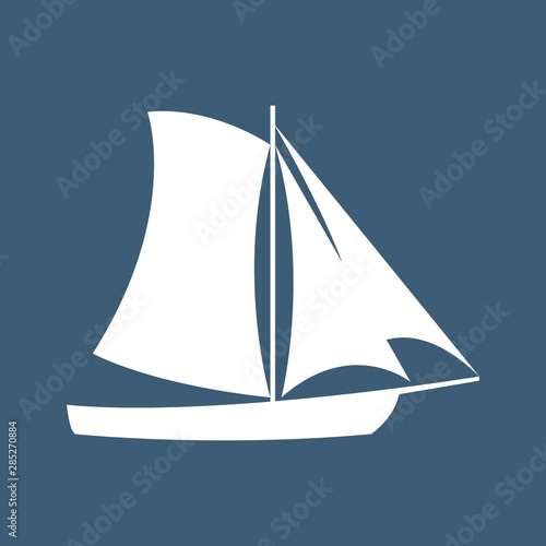 Sailboat in the sea, simple sailboat silhouette