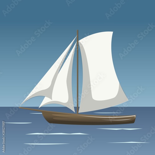 Sailboat in the sea, simple sailboat silhouette