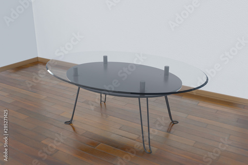 Glass table in a neat room (diagonal)