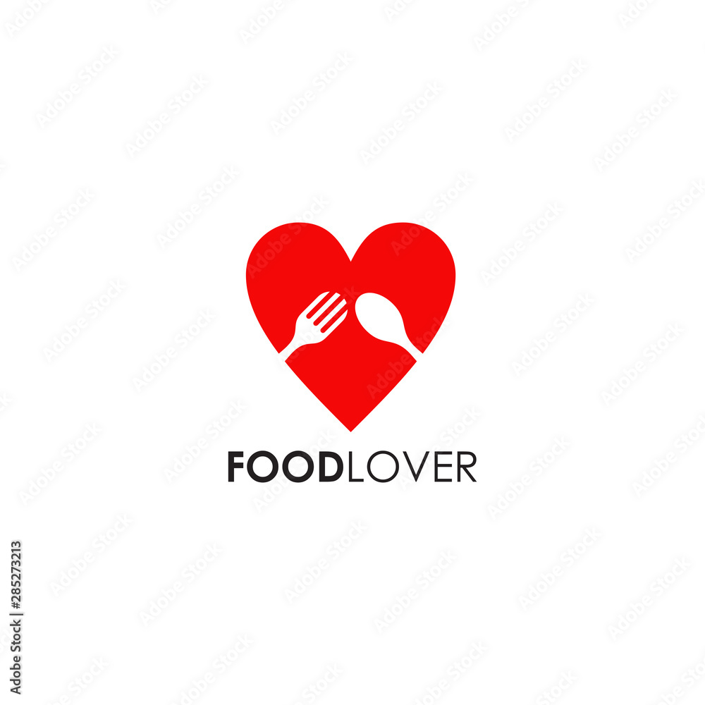 Food logo design with using fork and spoon icon