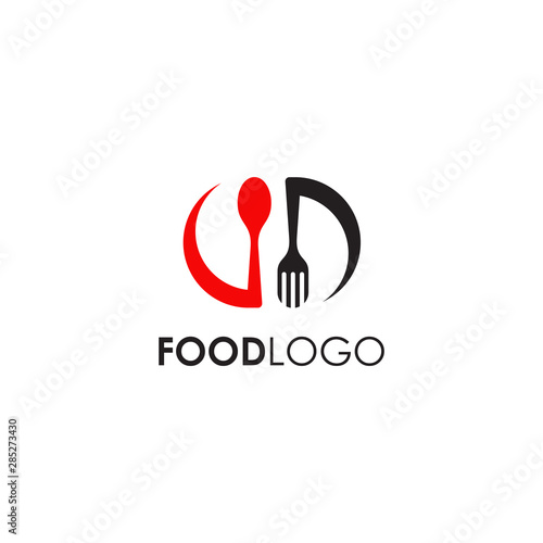 Food logo design with using fork and spoon icon