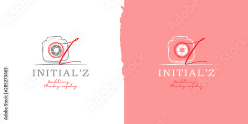 Abstract scribble camera, photography initial letter Z logo template