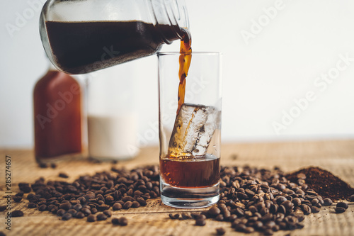 cold brew coffee In the glass And milk