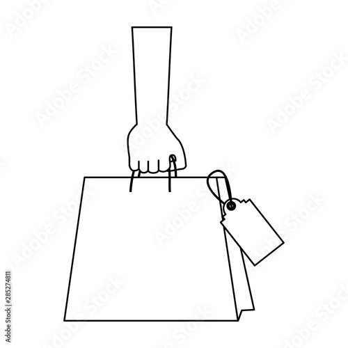 shopping retail sale store cartoon in black and white