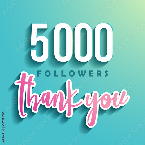 5000 followers Thank you - Illustration for Social Network friends, followers, Web user Thank you celebrate of subscribers or followers and likes.