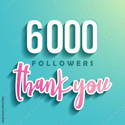 6000 followers Thank you - Illustration for Social Network friends, followers, Web user Thank you celebrate of subscribers or followers and likes.