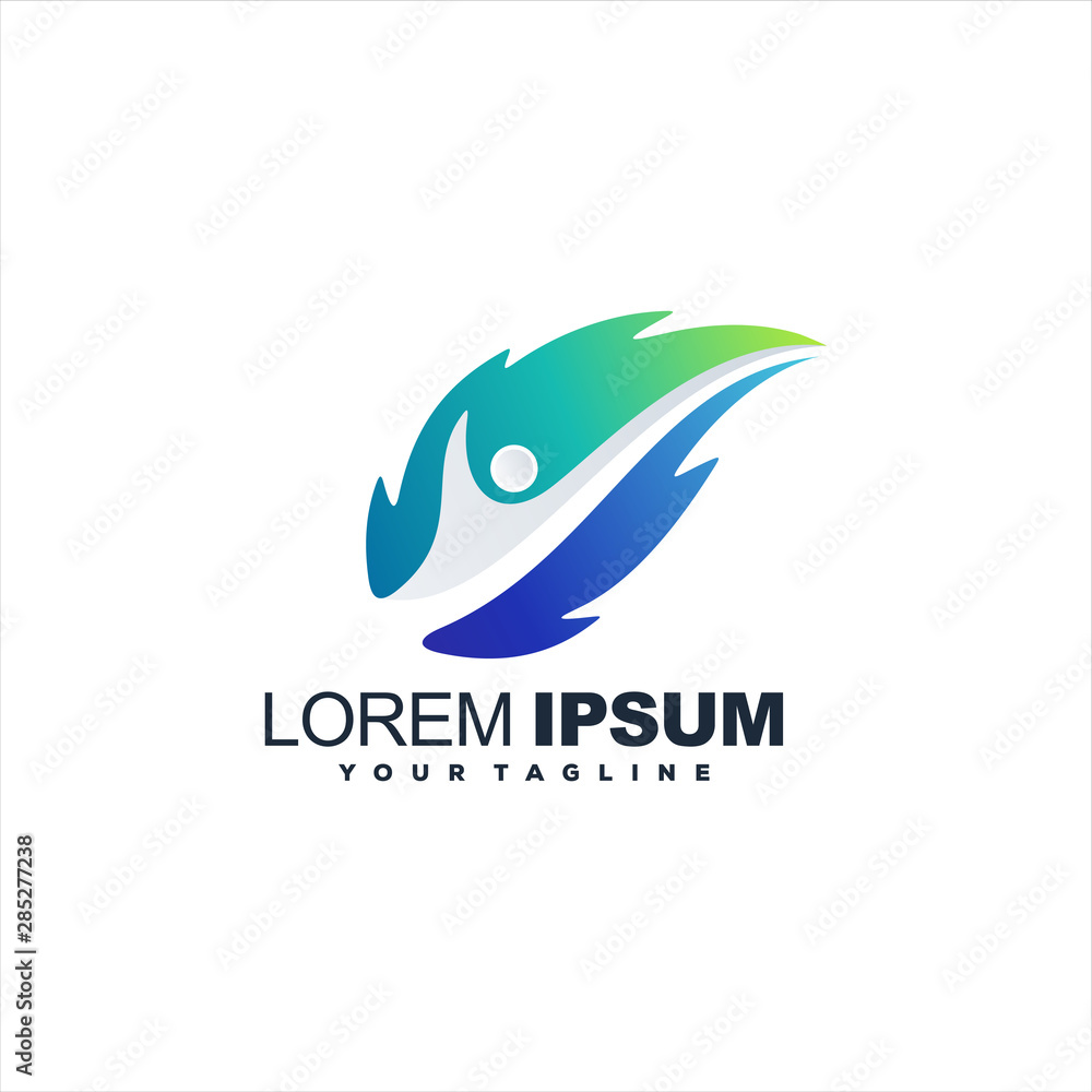 awesome leaf gradient logo design awesome leaf gradient logo design