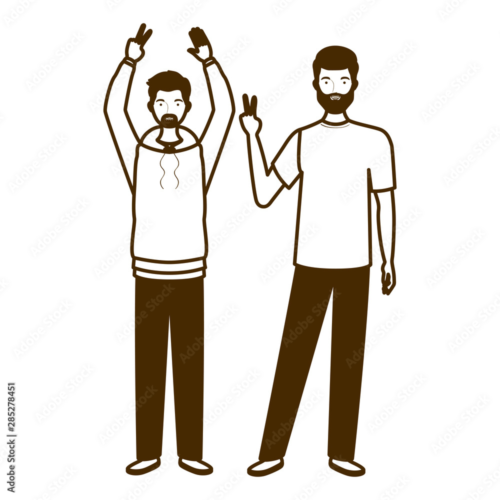 silhouette of men standing on white background silhouette of men standing on white background