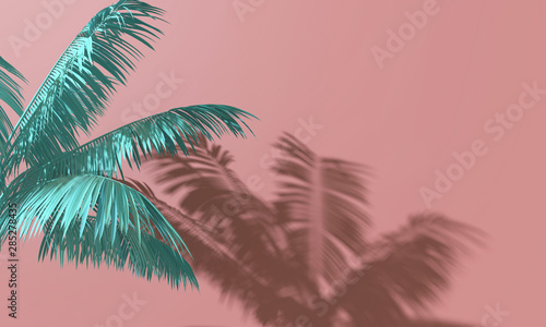 Bright summer colourful palm tree tropical background. 3D Rendering © ink drop