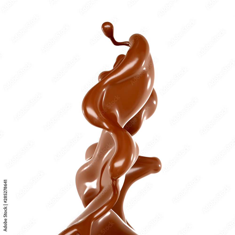 Splash of chocolate 3d illustration, 3d rendering. Splash of chocolate 3d illustration, 3d rendering.