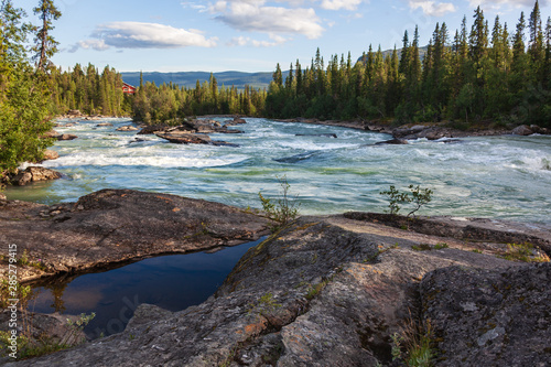 The rapids in the river near Kvikkjokk in Swedish Lapland.