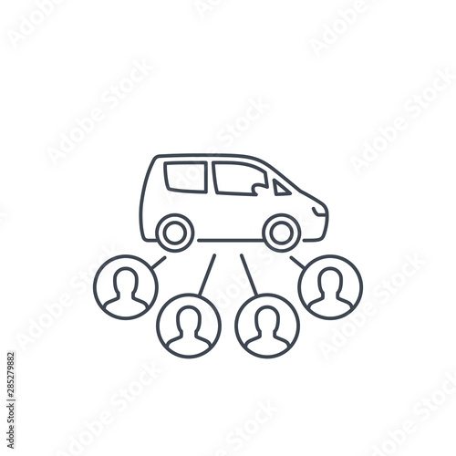 carsharing service vector, linear style icon on white